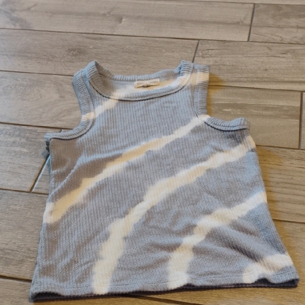 Buckle Blue and White Ribbed Tank Top
